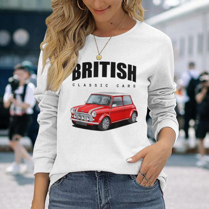 British Classic Car Red Mini Sports Car Gray Langarmshirts Geschenke für Sie