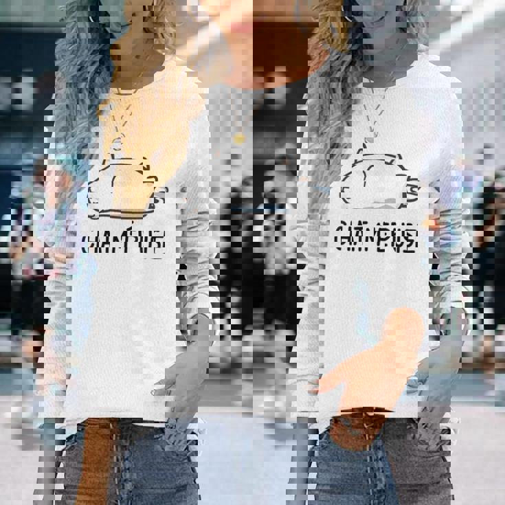 Chat Humour Cadeau Chat M'épuise T-shirt à manches longues Cadeaux pour elle