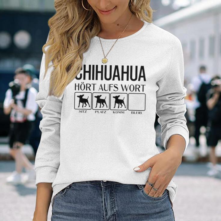 Chihuahua Hört Auf Wort Chihuahua Gray Langarmshirts Geschenke für Sie