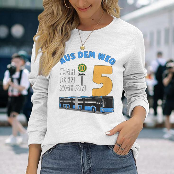 Children's 5 Years Boy Little Bus Driver 5Th Birthday Bus Articulated Bus Langarmshirts Geschenke für Sie