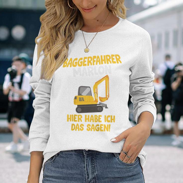 Children's Digger Driver Marlon Construction Site With Name Children's 80 Langarmshirts Geschenke für Sie