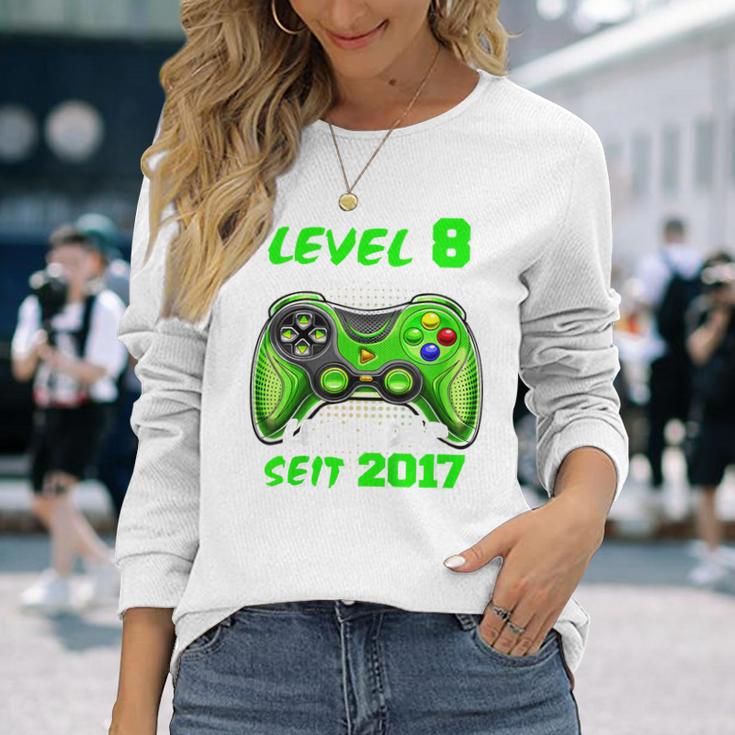 Children's Level 8 Birthday Boy Gamer 2017 8Th Birthday Langarmshirts Geschenke für Sie