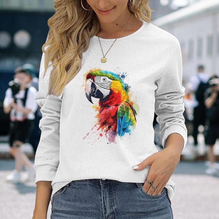 Colourful Parrot Watercolor Langarmshirts Geschenke für Sie