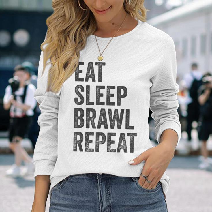 Eat Sleep Brawl Repeat Brawler ideo Player Gray Langarmshirts Geschenke für Sie