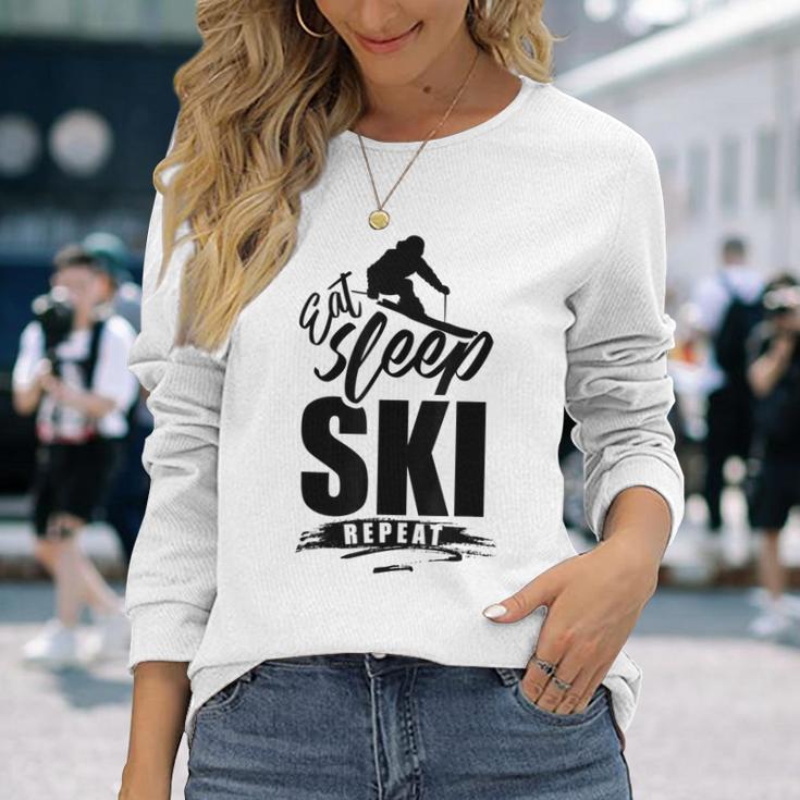 Eat Sleep Ski Repeat Ski Langarmshirts Geschenke für Sie