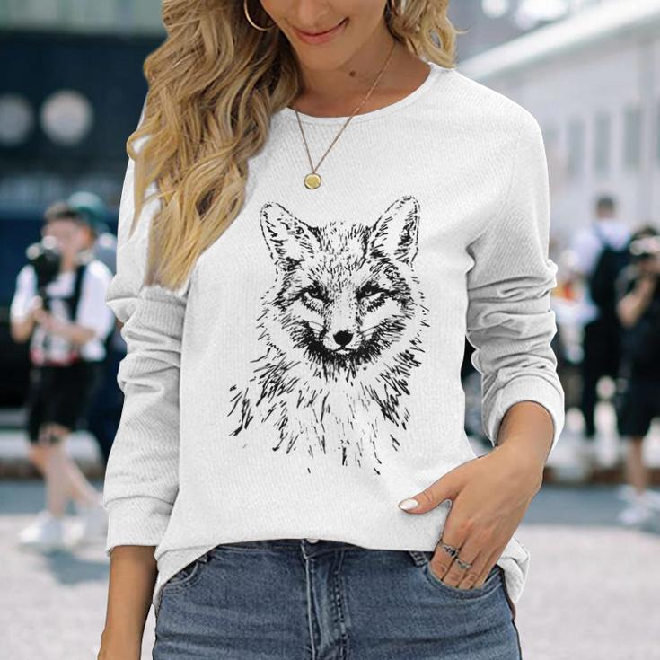 Fox Lovers Fox Motif Animals Gray Langarmshirts Geschenke für Sie