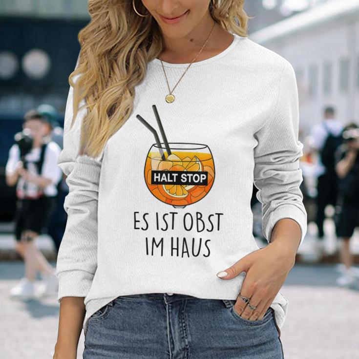 Fun Halt Stop Es Ist Obst Im Haus Aperoliker Spritzz Club Langarmshirts Geschenke für Sie