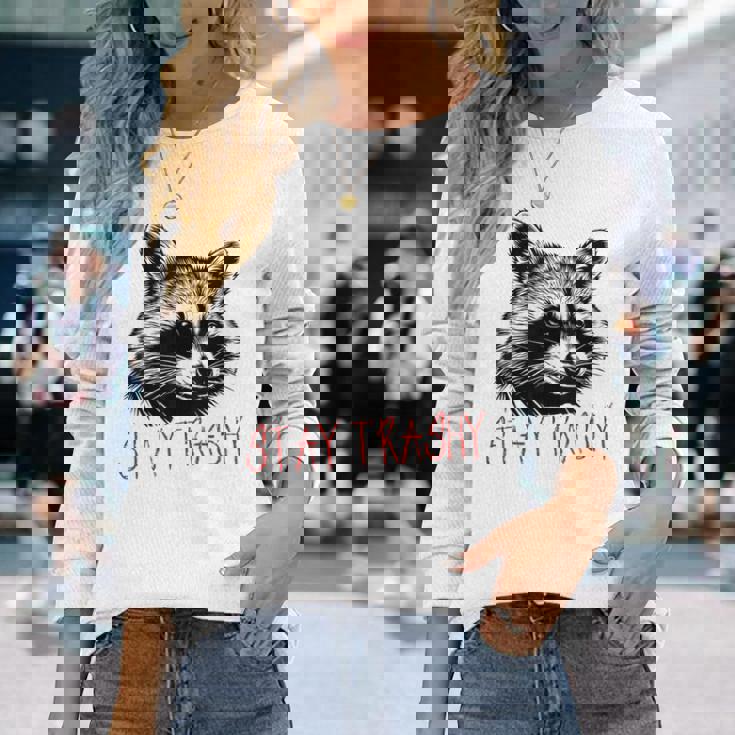 Street Cat Vintage Stay Trashy Raccoon Long Sleeve T-Shirt Gifts for Her