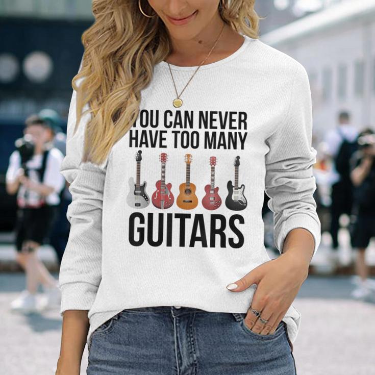 Never Too Many Guitars Guitar Langarmshirts Geschenke für Sie