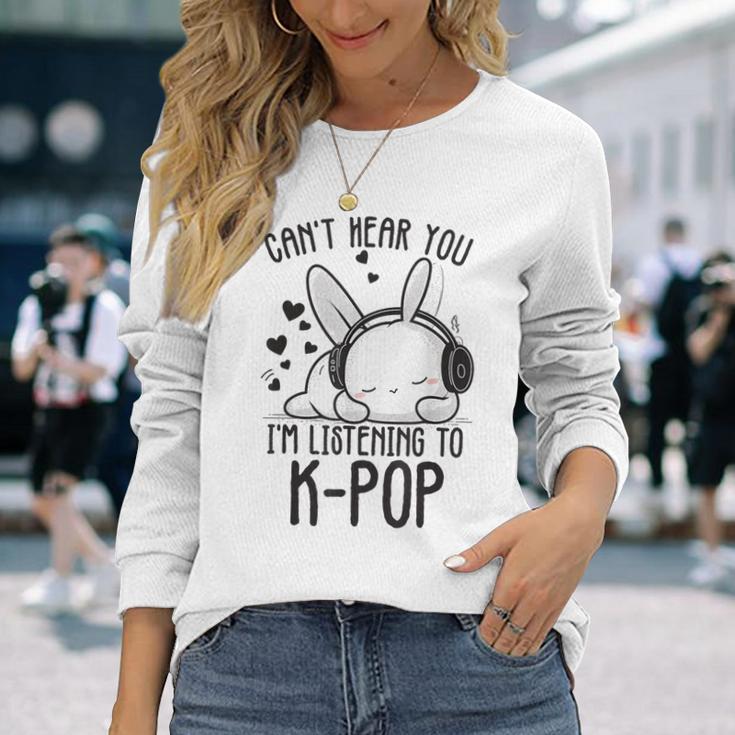 Ich Kann Dich Nicht Hören Ich Hörre Zu Kpop Rabbit K-Pop Gray Langarmshirts Geschenke für Sie