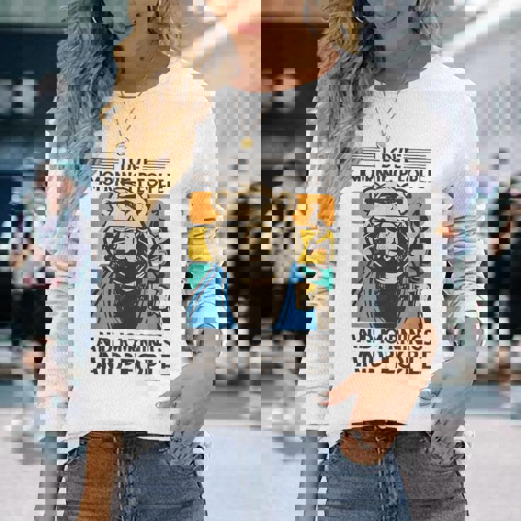 I Love Morning People And Mornings And People Café Camiseta de manga larga Regalos para ella
