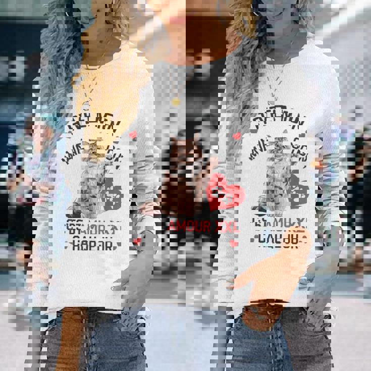 Maine Coon Cadeau Propriétaire Maine Coon Humour Chat Mignon T-shirt à manches longues Cadeaux pour elle