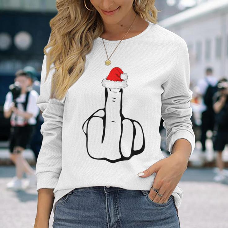 Middle Finger Jolly As Fuck Adult Joke Offensive Christmas Langarmshirts Geschenke für Sie