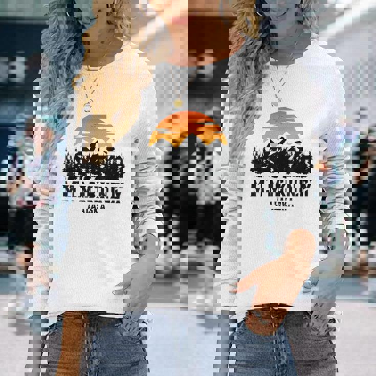 Parque Nacional Monte Mckinley Alaska Retro Camiseta de manga larga Regalos para ella
