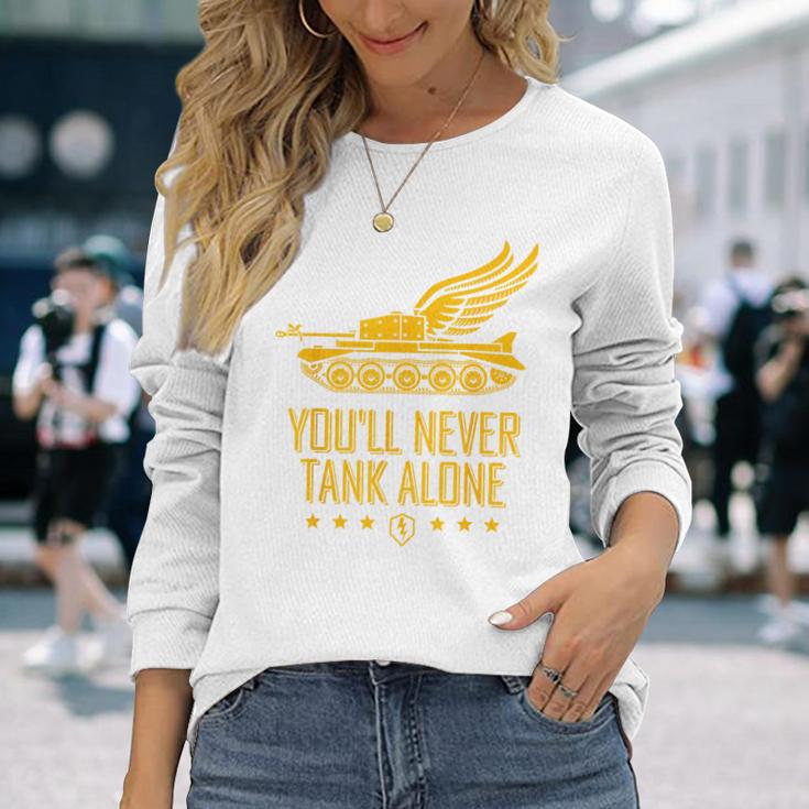 World Of Tanks Blitz You'll Never Tank Alone Langarmshirts Geschenke für Sie