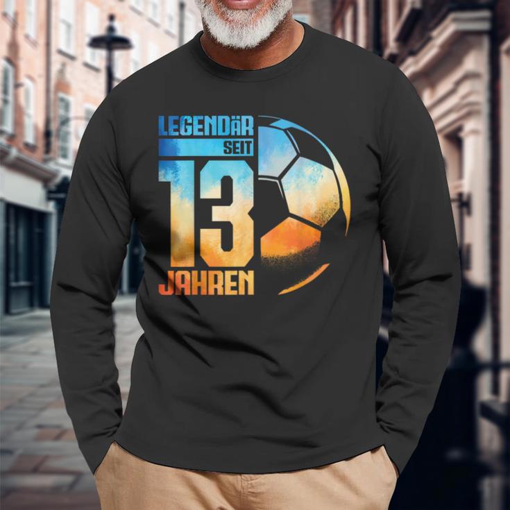 13Th Birthday Decoration Football Player 13 Years Boy Nager Langarmshirts Geschenke für alte Männer