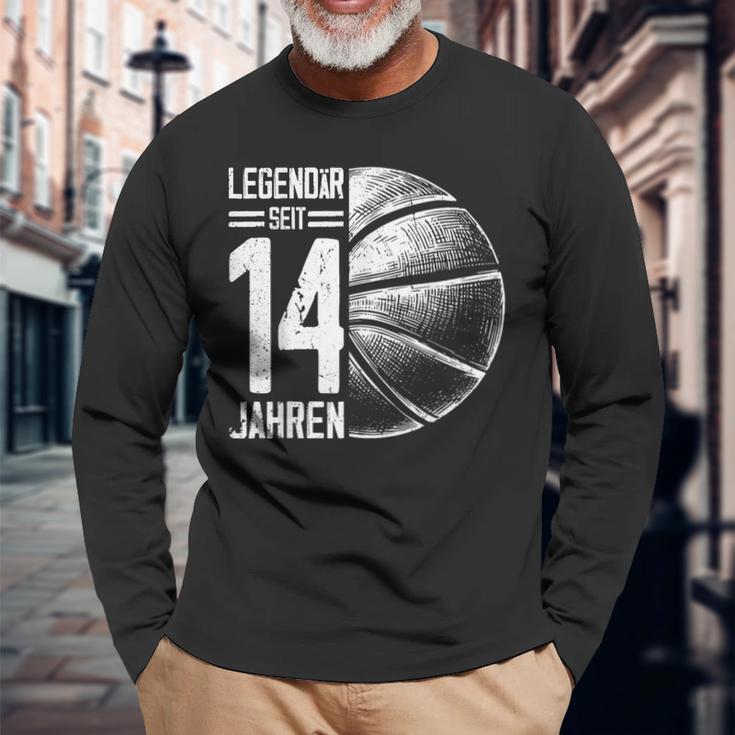 14Th Birthday Retro Basketball Player 14 Years Boy Boys Langarmshirts Geschenke für alte Männer