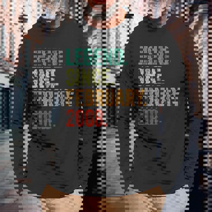 17 Years Old Legend Since February 2008 17Th Birthday Long Sleeve T-Shirt Gifts for Old Men