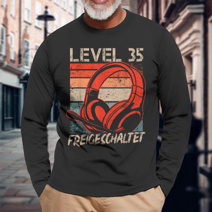 35Th Birthday Boysideo Gamer Level 35 Unlocked Langarmshirts Geschenke für alte Männer