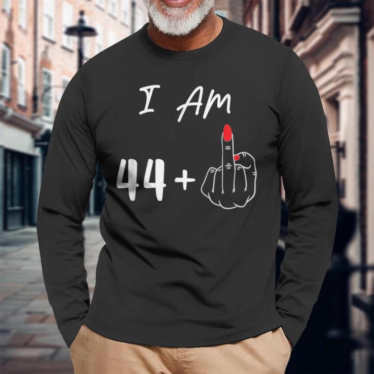 I Am 44 Plus 1 Middle Finger For A 45Th Birthday Langarmshirts Geschenke für alte Männer