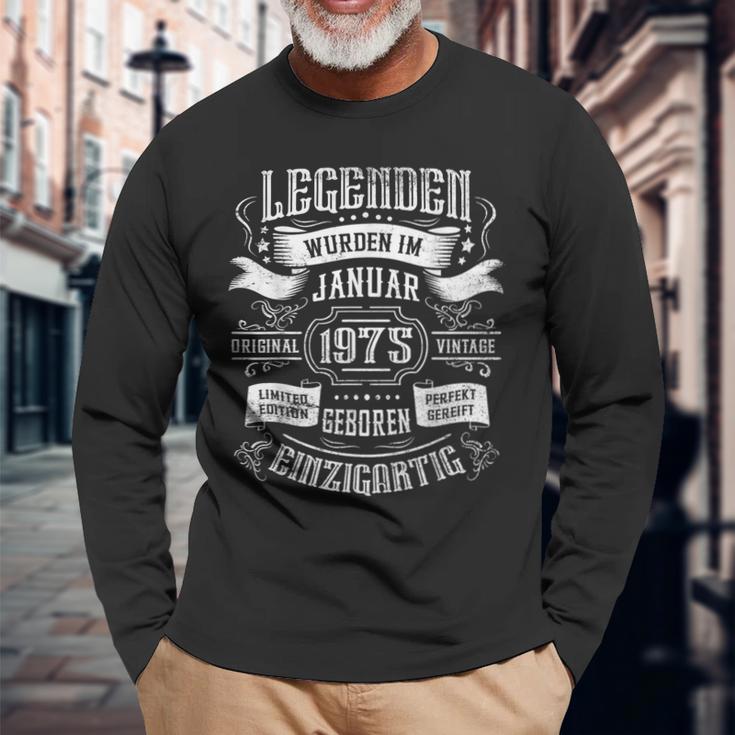 49Th Birthday Legends Were Born In January 1975 Langarmshirts Geschenke für alte Männer