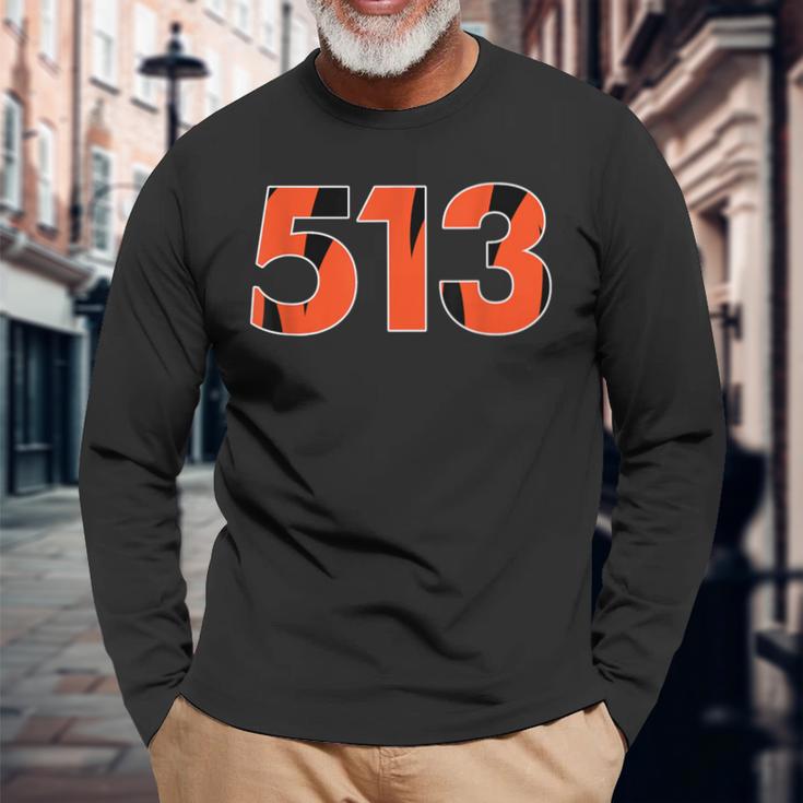 513 Area Code Cincinnati Ohio Native Long Sleeve T-Shirt - Monsterry