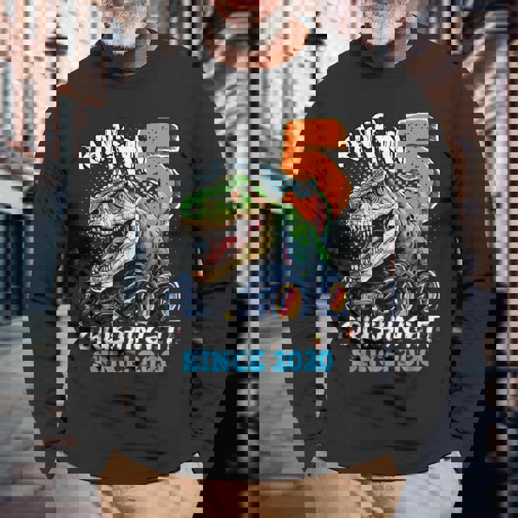5Th Birthday Monster Truck Dinosaur Party Boys Rawr I'm 5 Long Sleeve T-Shirt Gifts for Old Men