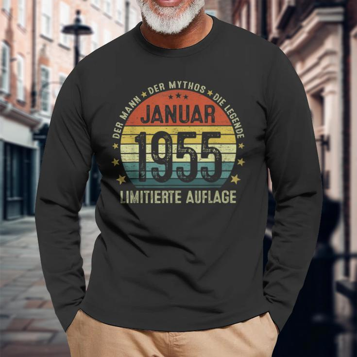 70Th Birthday January 1955 Man Myth Legend Langarmshirts Geschenke für alte Männer