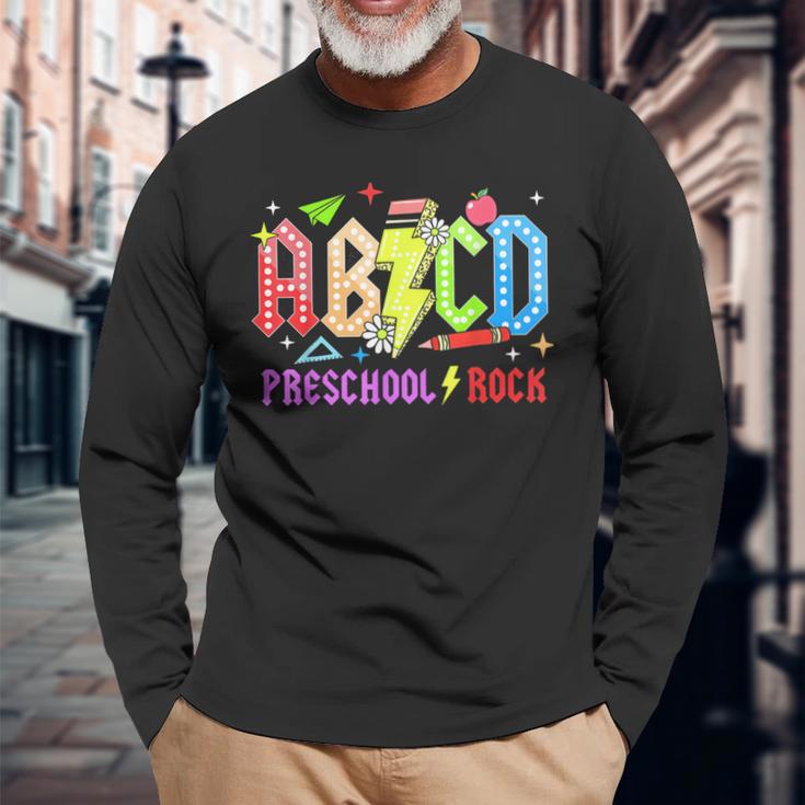 Abcd Preescolar Rocks Lápiz Rayo Maestros Rock Boys Camiseta de manga larga Regalos para ancianos