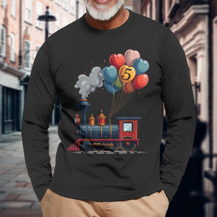 All Aboard 5Th Birthday Train Langarmshirts Geschenke für alte Männer