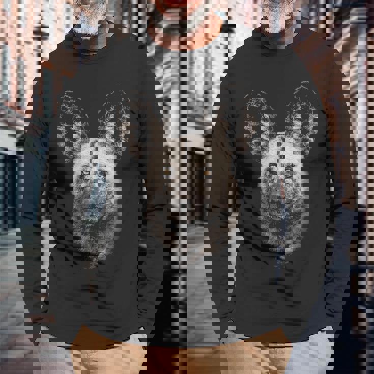 African Wild Dog Portrait Wildlife Safari Theme Long Sleeve T-Shirt Gifts for Old Men