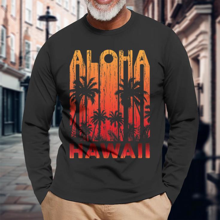 Aloha Hawaii Palm Trees Paradise Beach Holiday Summer Langarmshirts Geschenke für alte Männer