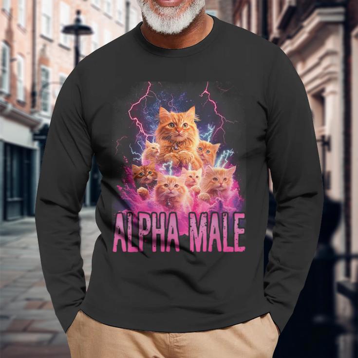 Alpha Male Lustige Kätzchen Meme Cute Cat Humorous Langarmshirts Geschenke für alte Männer