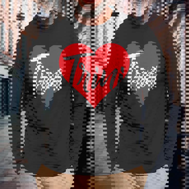 Amo A Trini Primer Nombre Yo Corazón Camiseta de manga larga Regalos para ancianos