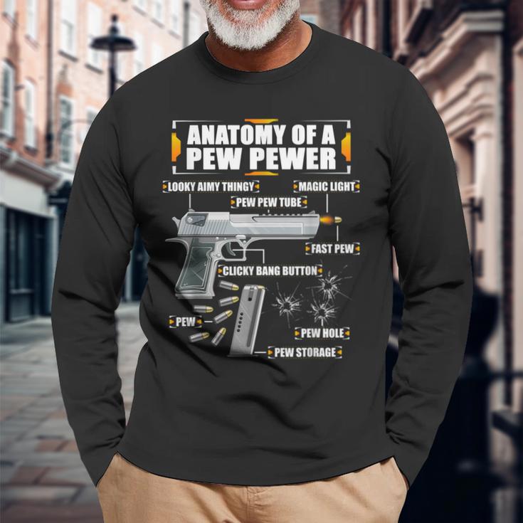 Anatomy Of A Pew Pewer Pistol 9 Mm Sports Shooting Langarmshirts Geschenke für alte Männer