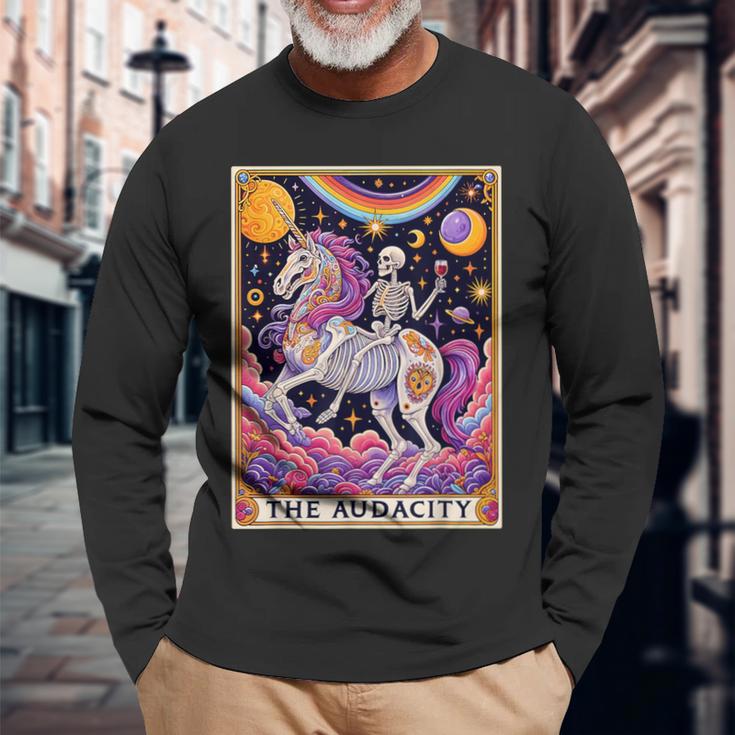 The Audacity Tarotkarte Regenbogen Skelett Einhorn Liebhaber Langarmshirts Geschenke für alte Männer