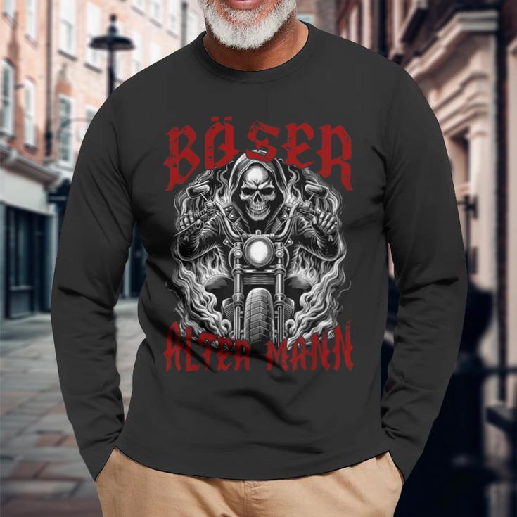 Bad Old Man Motorcycle Rider Biker Langarmshirts Geschenke für alte Männer