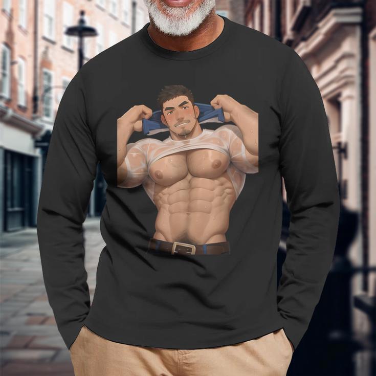 Barazoku Bara Tiddies Pecs Gay Men Queer LGBT MLM Muscle Long Sleeve T ...