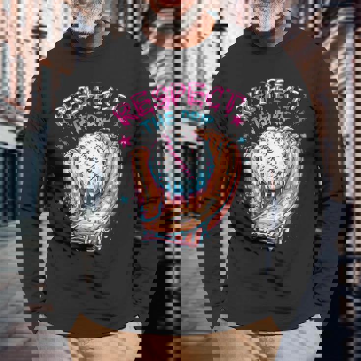 Baseball Drip For Boys Ice Cream Respect The Drip Baseball Long Sleeve T-Shirt Gifts for Old Men