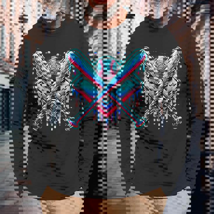 Baseball Dripping Ice Cream Drip Youth Boys Baseball Long Sleeve T-Shirt Gifts for Old Men Baseball Dripping Ice Cream Drip Youth Boys Baseball Long Sleeve T-Shirt Gifts for Old Men