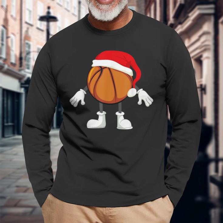 Basketball Christmas Santa Basketball Santa Langarmshirts Geschenke für alte Männer