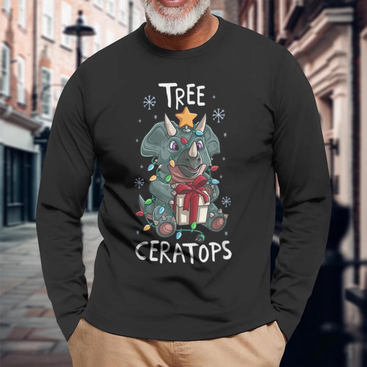 Baum Ceratops Nettes Triceratops-Dinosaurier-Weihnachten Langarmshirts Geschenke für alte Männer