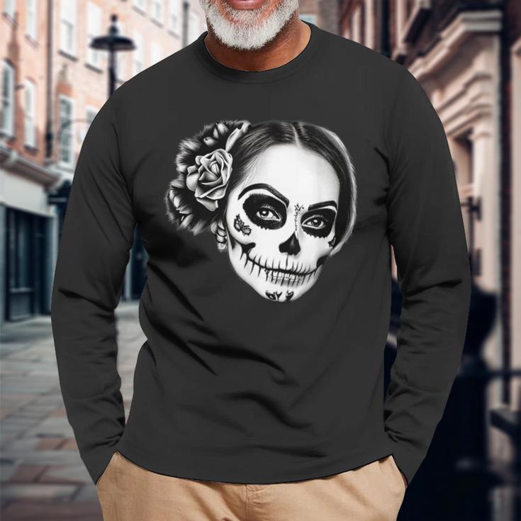 Beautiful La Catrina Santa Muerte Mexican Langarmshirts Geschenke für alte Männer