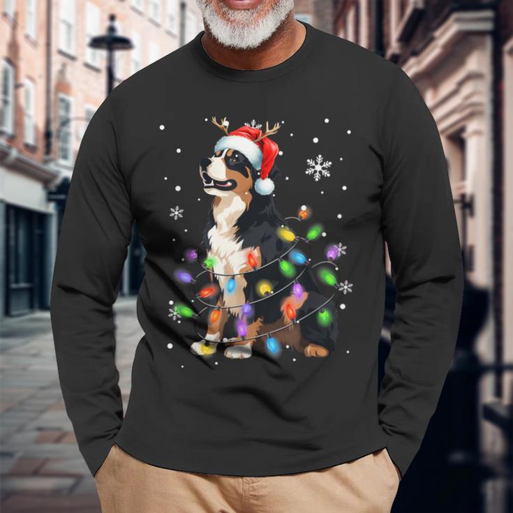 Bernese Mountain Dog Christmas Jumper Xmas Lights Langarmshirts Geschenke für alte Männer