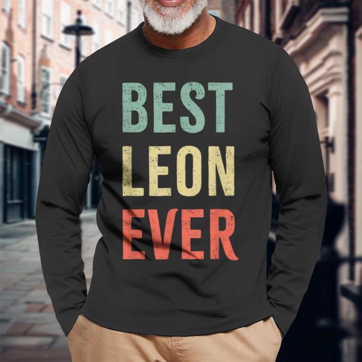 Best Leon Ever First Name Langarmshirts Geschenke für alte Männer