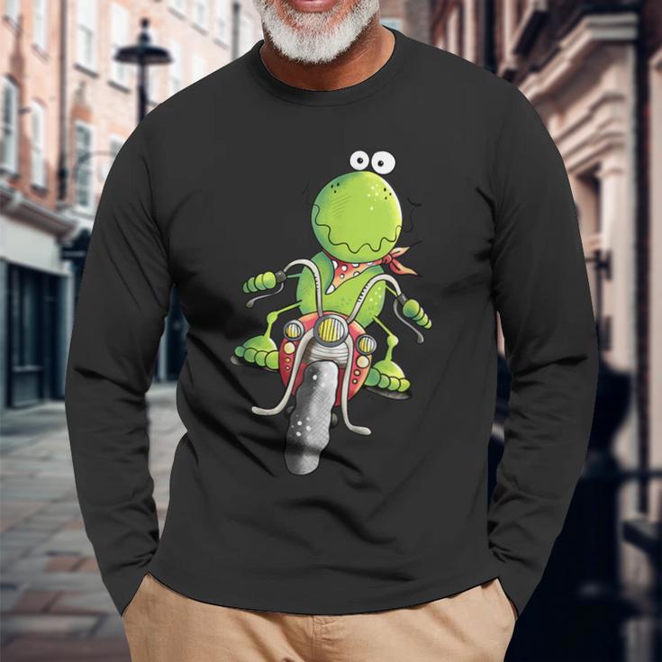 Biker Frog I Motorcyclist Fun Motorcycle Langarmshirts Geschenke für alte Männer