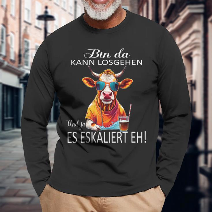 Bin Da Kann Losgehen Und Ja Es Escaliert Eh Costume Party Langarmshirts Geschenke für alte Männer