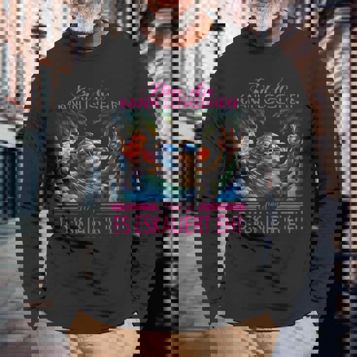 Bin Da Kann Losgehen Und Ja Es Eskaliert Eh Kostüm Affe Fun Langarmshirts Geschenke für alte Männer