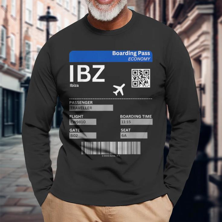 Boarding Pass Ibiza Ibz Flight Ticket Ibiza Langarmshirts Geschenke für alte Männer