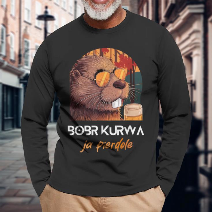 Bober Kurwa Polish Beaver Meme Bobr Ja Pierdole Langarmshirts Geschenke für alte Männer